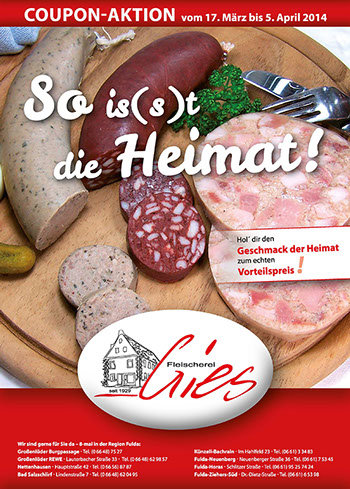 Coupons Druck Gestaltung für Metzgereien und Fleischereien